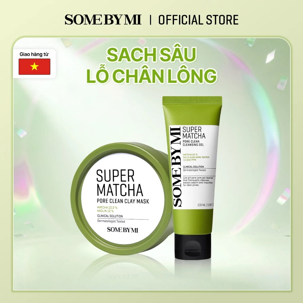 [SOMEBYMI] Bộ đôi Sữa Rửa Mặt và Đất Sét Trà Xanh SOME BY MI SUPER MATCHA PORE CLEAN