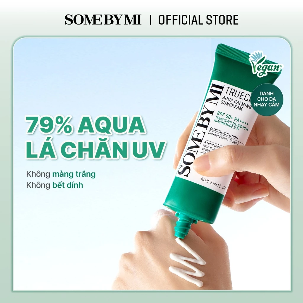 [SOMEBYMI] Kem chống nắng dưỡng ẩm rau má Some BY MI Truecica Aqua Calming SPF50 + PA + + + + ,50ml