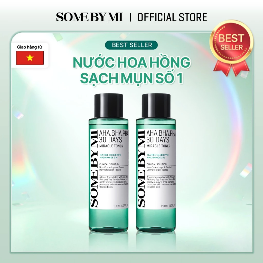 [1+1] SOMEBYMI Nước hoa hồng làm sạch da dầu mụn AHA-BHA-PHA 30 Days Miracle Toner (150ml X 2ea)