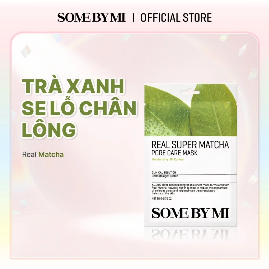 Mặt Nạ Trà Xanh Se Khít Lỗ Chân Lông Some By Mi Real Super Matcha Pore Care Mask 10 Miếng