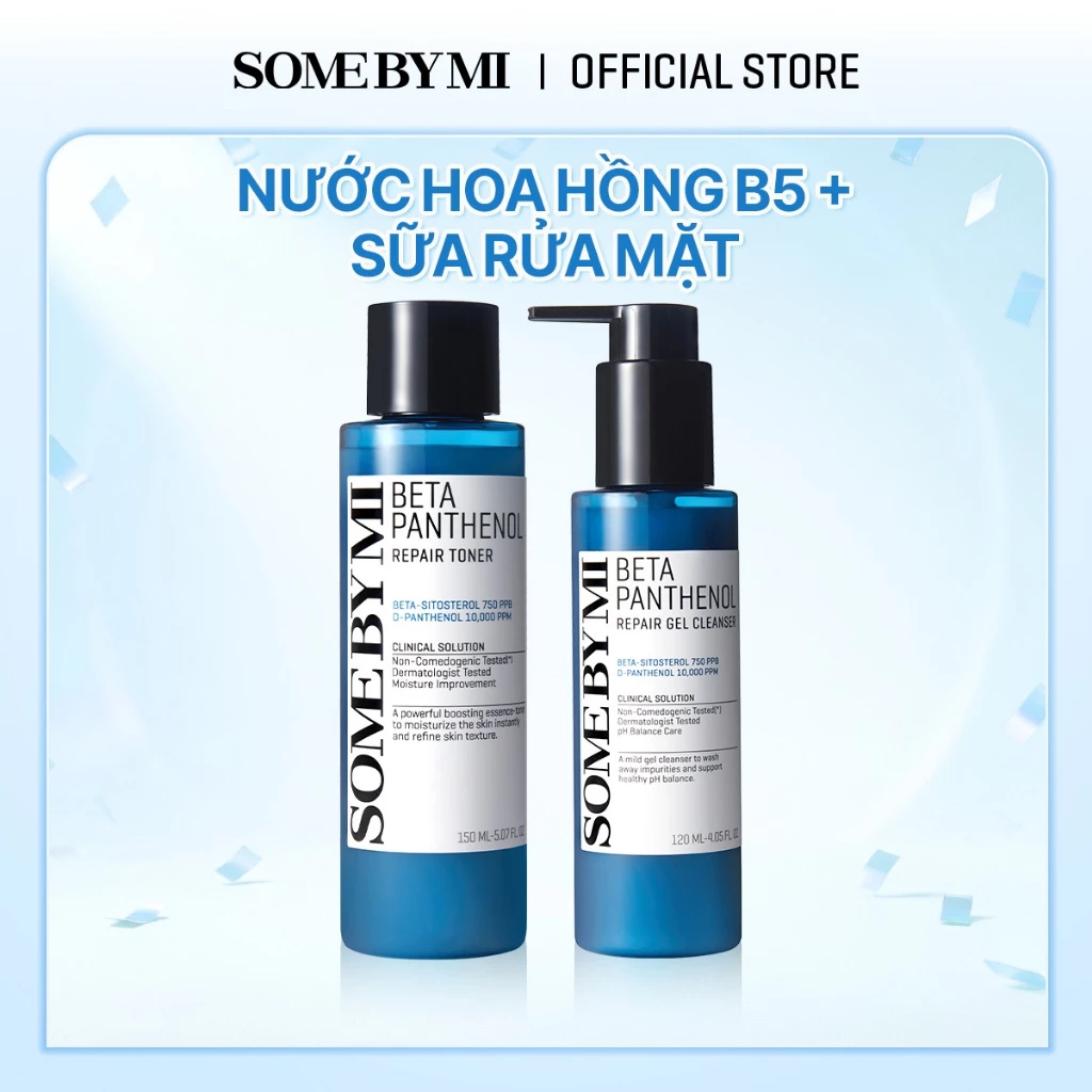[SOMEBYMI] Bộ đôi sữa rửa mặt pH thấp & nước hoa hồng B5 HYDRA Repair Toner & Gel Cleanser