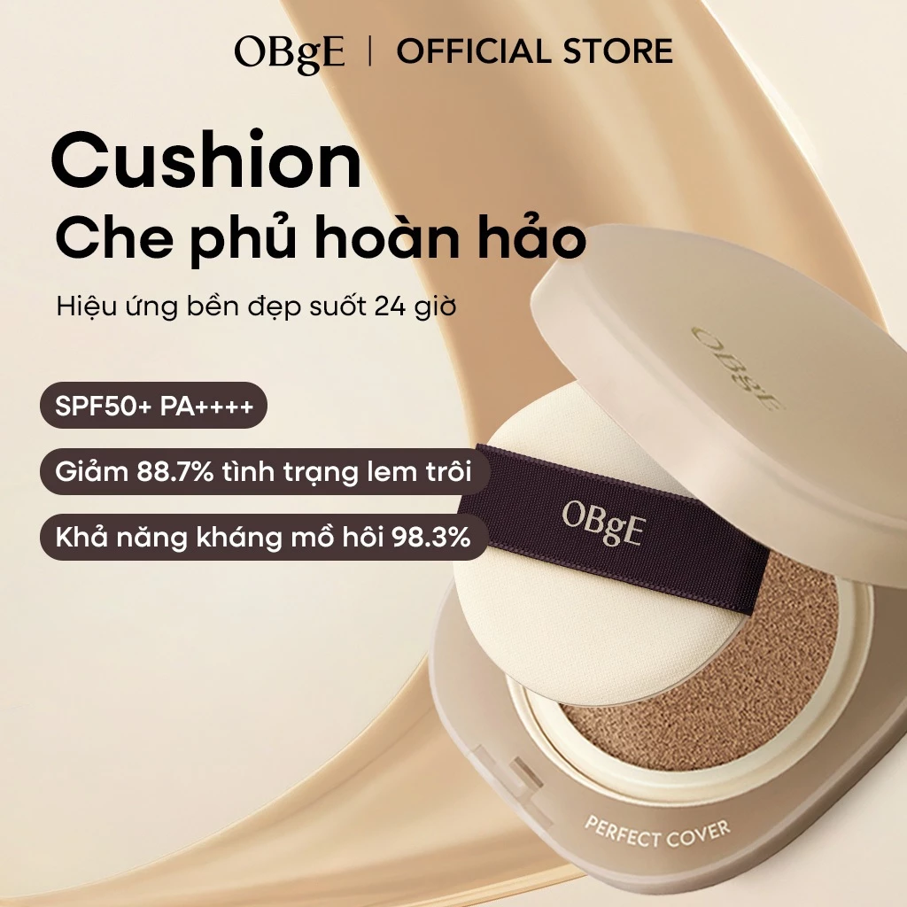 [OBgE Chíng hãng] OBgE Perfect Cover Cushion SPF50+ PA++++ 15g Phấn Nước Che Phủ Hoàn Hảo, Mỏng Nhẹ Tự Nhiên, Bền Màu Không Mốc Nền