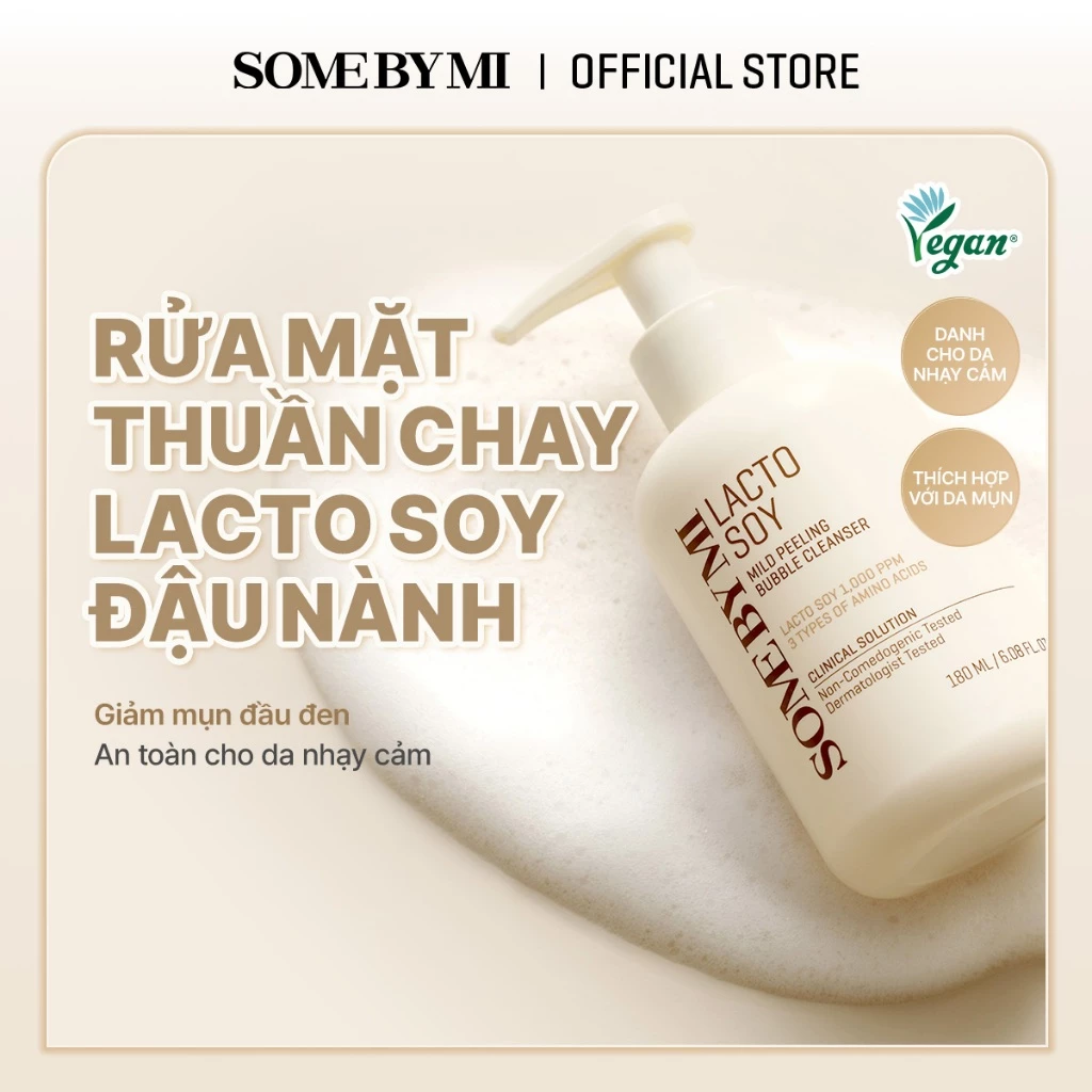 [SOMEBYMI] Sữa rửa mặt đậu nành tẩy tế bào chết LACTO SOY MILD PEELING BUBBLE CLEANSER 180ml