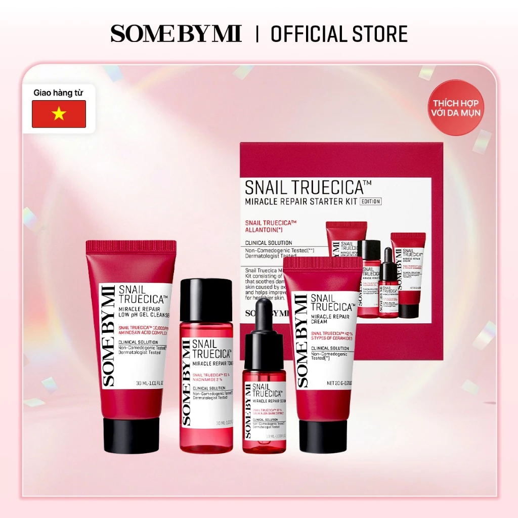 Bộ Kit dưỡng 4 món SomeByMi Snail Truecica Miracle Repair Starter Kit minisize