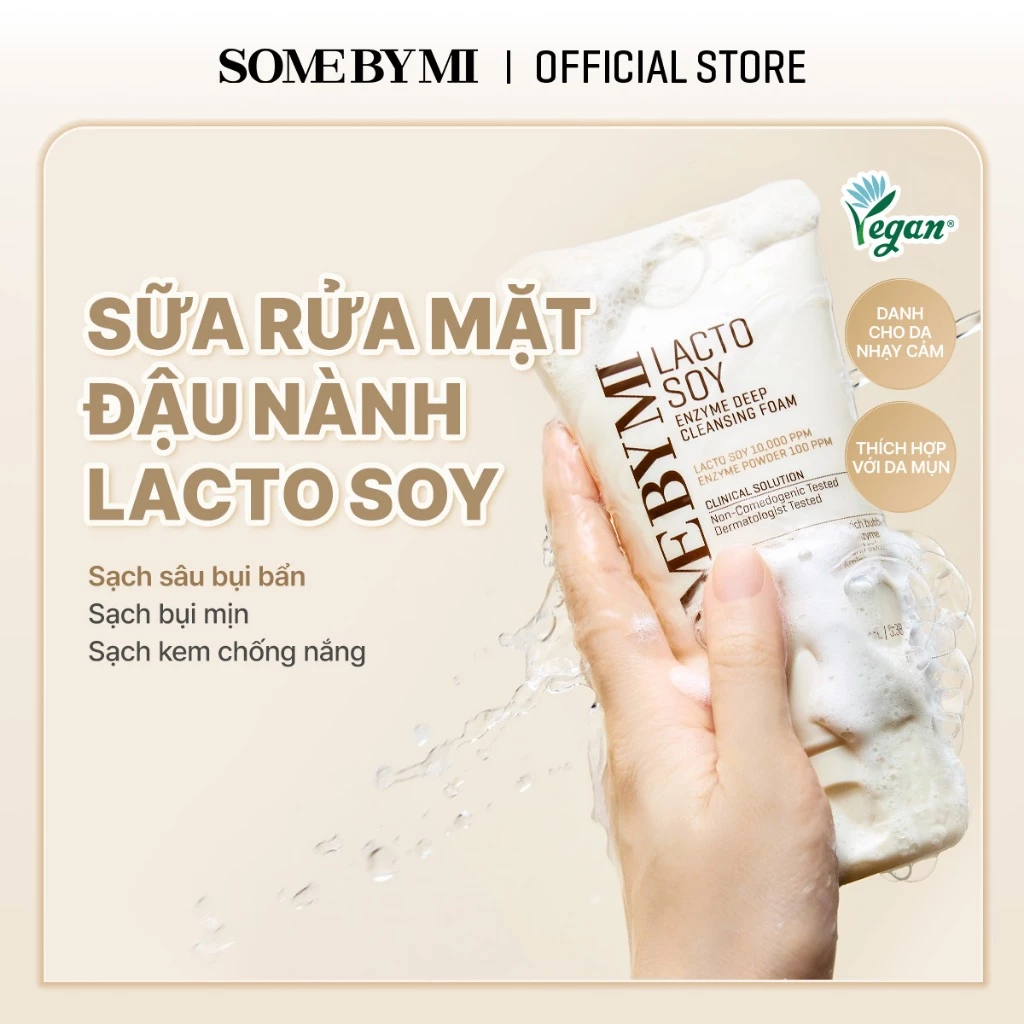 [SOMEBYMI]  Sữa rửa mặt Đậu Nành làm sạch kem chống nắng Lacto Soy Foam 100ml
