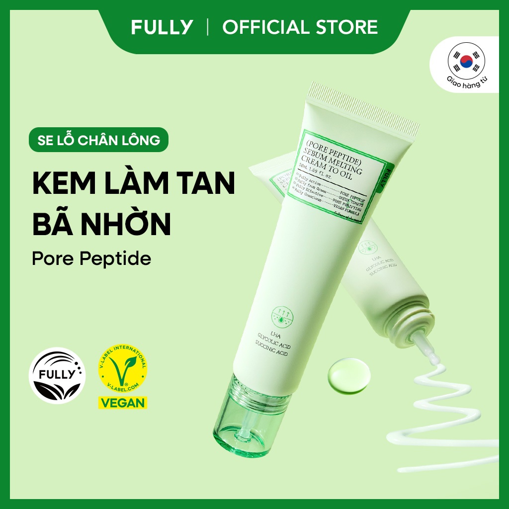Fully Kem làm tan bã nhờn Pore Peptide 50ml Chuyển từ dạng kem sang dầu Tan bã…