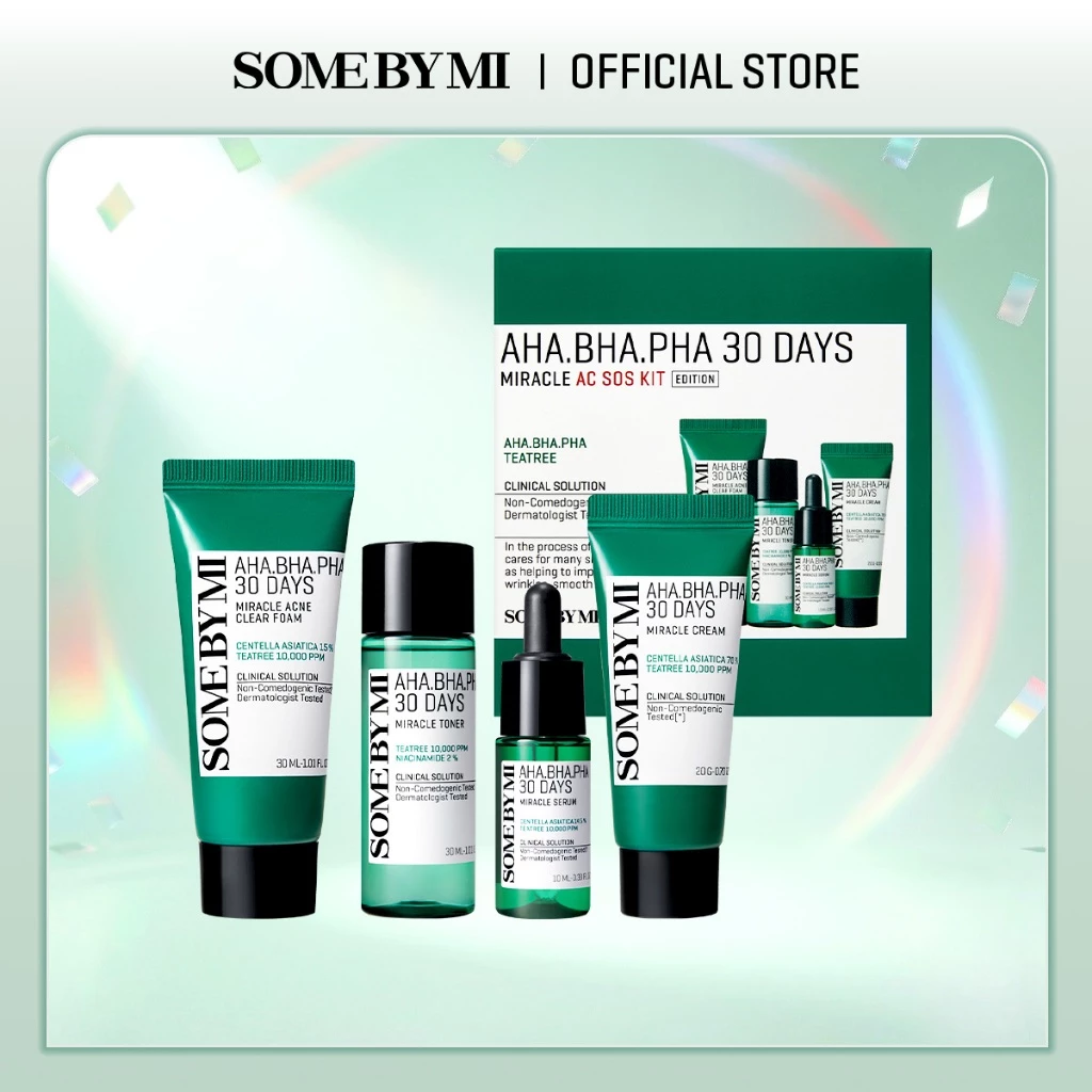 [SOMEBYMI] Bộ 4 sản phẩm minisize chuyên sâu Some By Mi AHA-BHA-PHA 30 Days Miracle AC SOS Kit