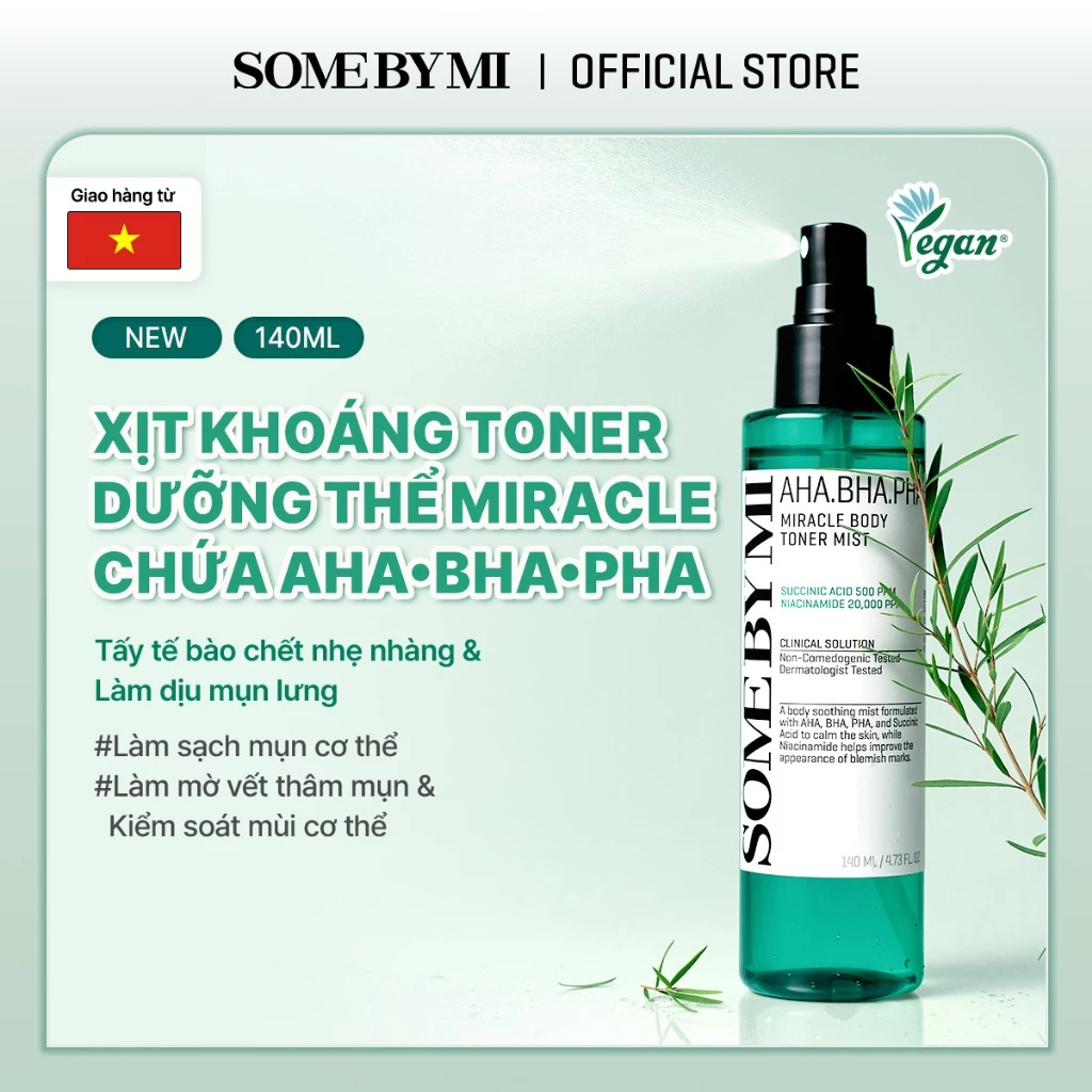[SOMEBYMI] XỊT KHOÁNG TONER DƯỠNG THỂ MIRACLE AHA BHA PHA MIRACE BODY TONER MIST [140ml]