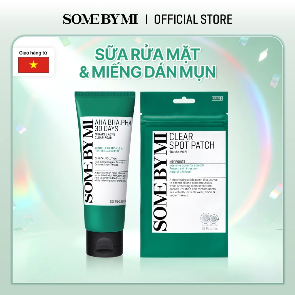 [SOMEBYMI] Sữa rửa mặt và miếng dán mụn Some By Mi AHA-BHA-PHA 30 Days Miracle Acne Clear Foam