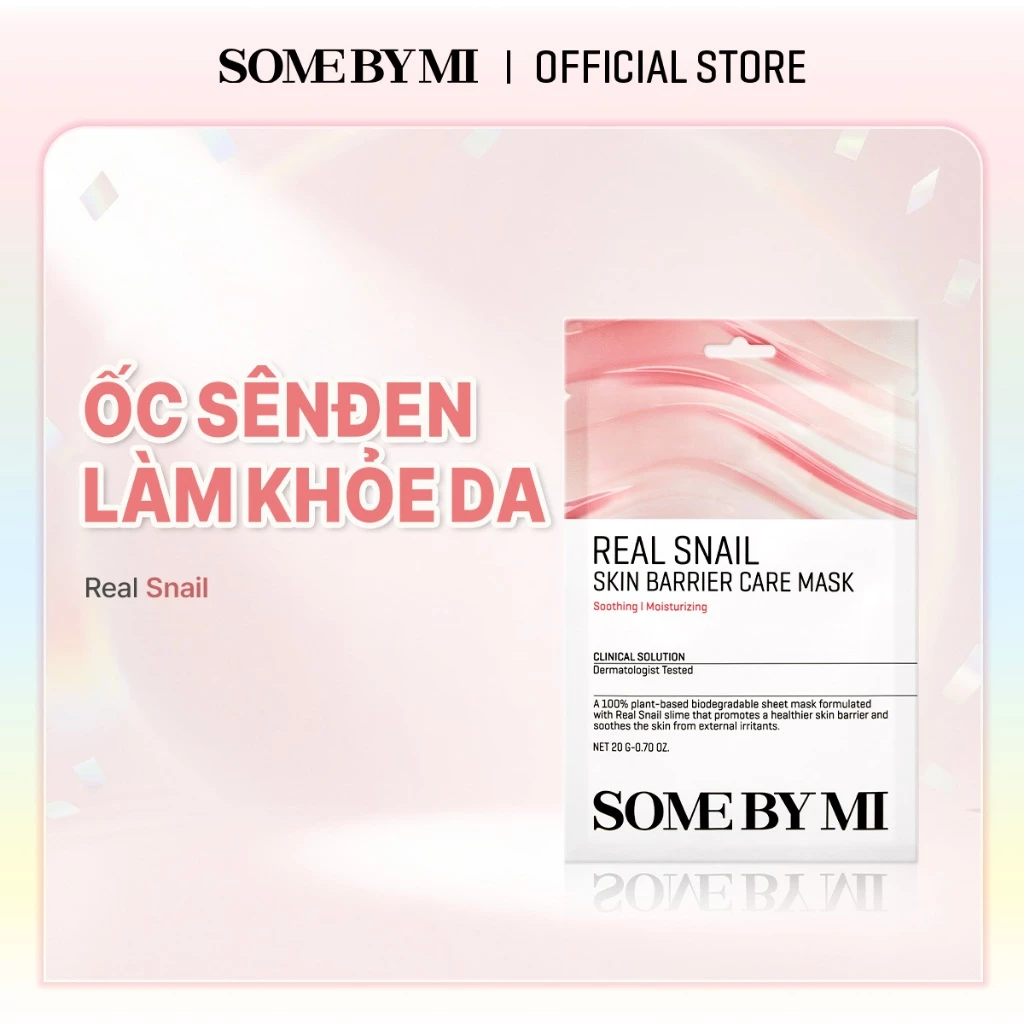 Mặt nạ ốc sên SOME BY MI Real Snail Skin Barrier Care Mask dưỡng ẩm cho da nhạy cảm 10 miếng