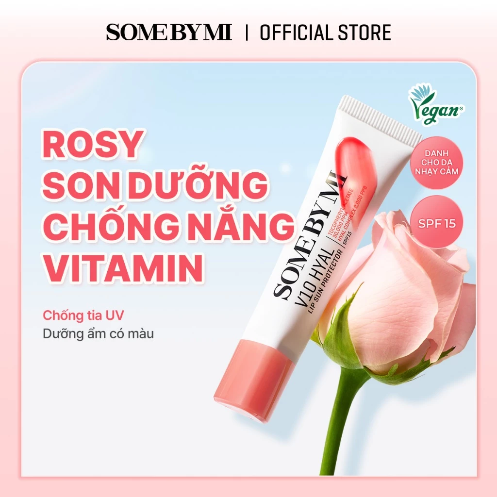 [SOMEBYMI] Son chống nắng ngăn UV chứa vitamin V10 HYAL LIP SUN PROTECTOR SPF15, ROSY