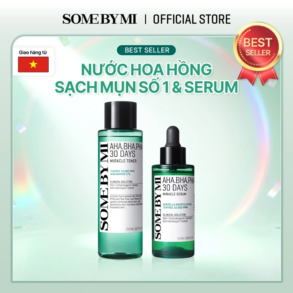 [SOMEBYMI] Bộ Đôi Nước Hoa Hồng & Tinh Chất Dưỡng Da Dầu Mụn Some By Mi AHA-BHA-PHA 30 Days Miracle Toner  & Serum