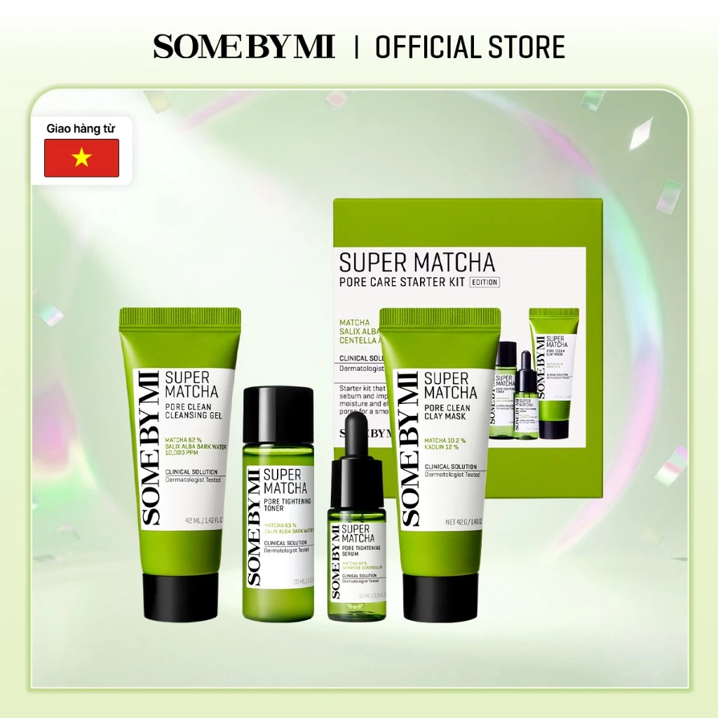 [SOMEBYMI] Bộ Kit Chăm Sóc Lỗ Chân Lông Trà Xanh (4 Món)_ Matcha Starter Kit