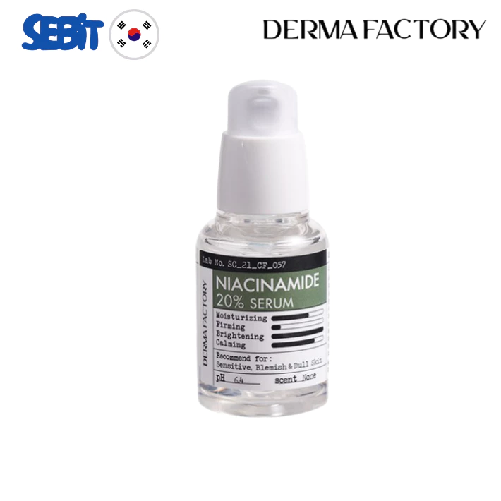 Hàng chính hãng từ Hàn Quốc! Derma Factory Niacinamide 20% Serum｜Làm sáng da, se khít lỗ chân lông