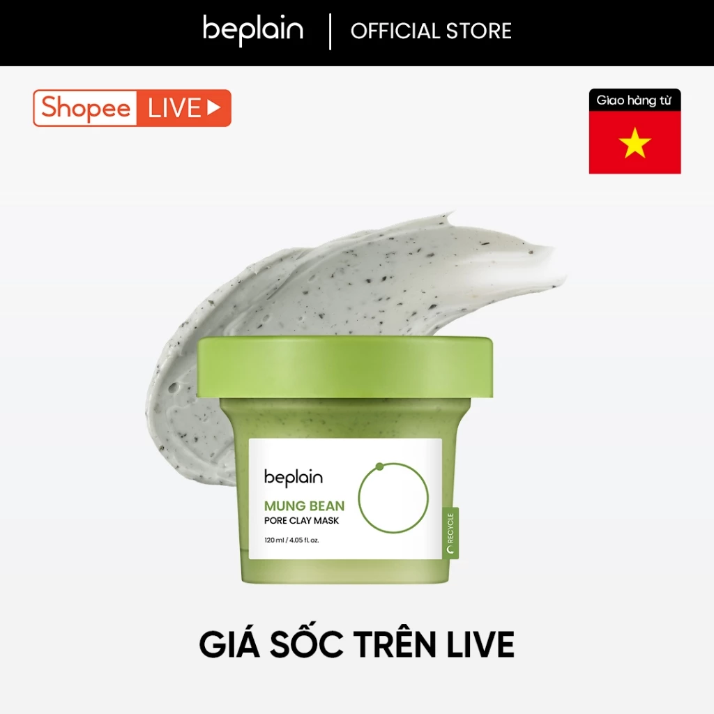 [BEPLAIN X KOL] Mặt nạ đất sét BEPLAIN X LeoJ 120ml chiết xuất đậu xanh se khít lỗ chân lông giảm mụn đầu đen