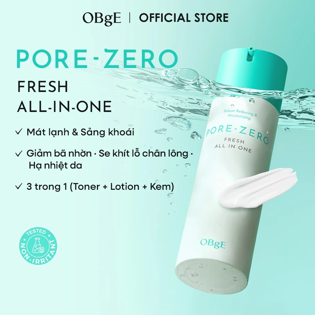 [OBgE Chính Hãng] Lotion Kiềm Dầu Pore Zero Fresh All In One 150ml Kiểm Soát Bã Nhờn, Chăm Sóc Lỗ Chân Lông, Dịu Da