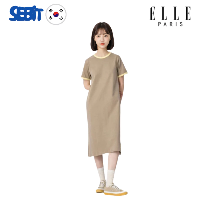 [ELLE Chính Hãng] Đầm Thun Suông ✨ Váy Dáng Dài Form Rộng Có Túi Phong Cách Hàn Quốc
