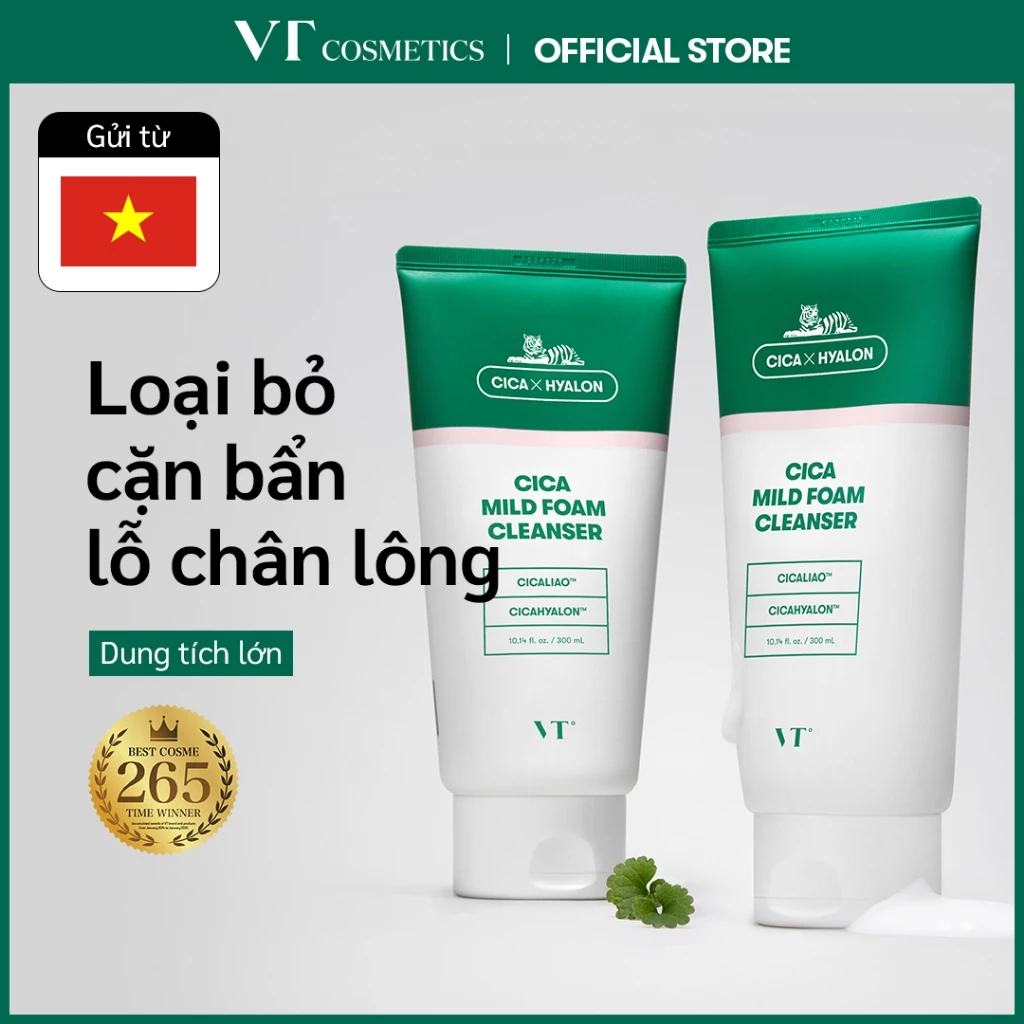 [VTcosmestics] Sữa Rửa Mặt Dịu Nhẹ AHA Cica Foaming Cleanser 300ml – Cửa Hàng Chính Hãng