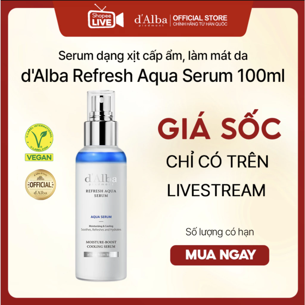 [Live] Serum dạng xịt cấp ẩm làm mát da d'Alba Refresh Aqua Serum 100ml