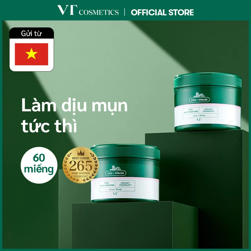 [VT] BHA Toner Pad Dịu Nhẹ Làm Dịu Da Chiết Xuất Cica (60 miếng / 0,45% BHA Axit Salicylic) [Cửa Hàng Chính Hãng]