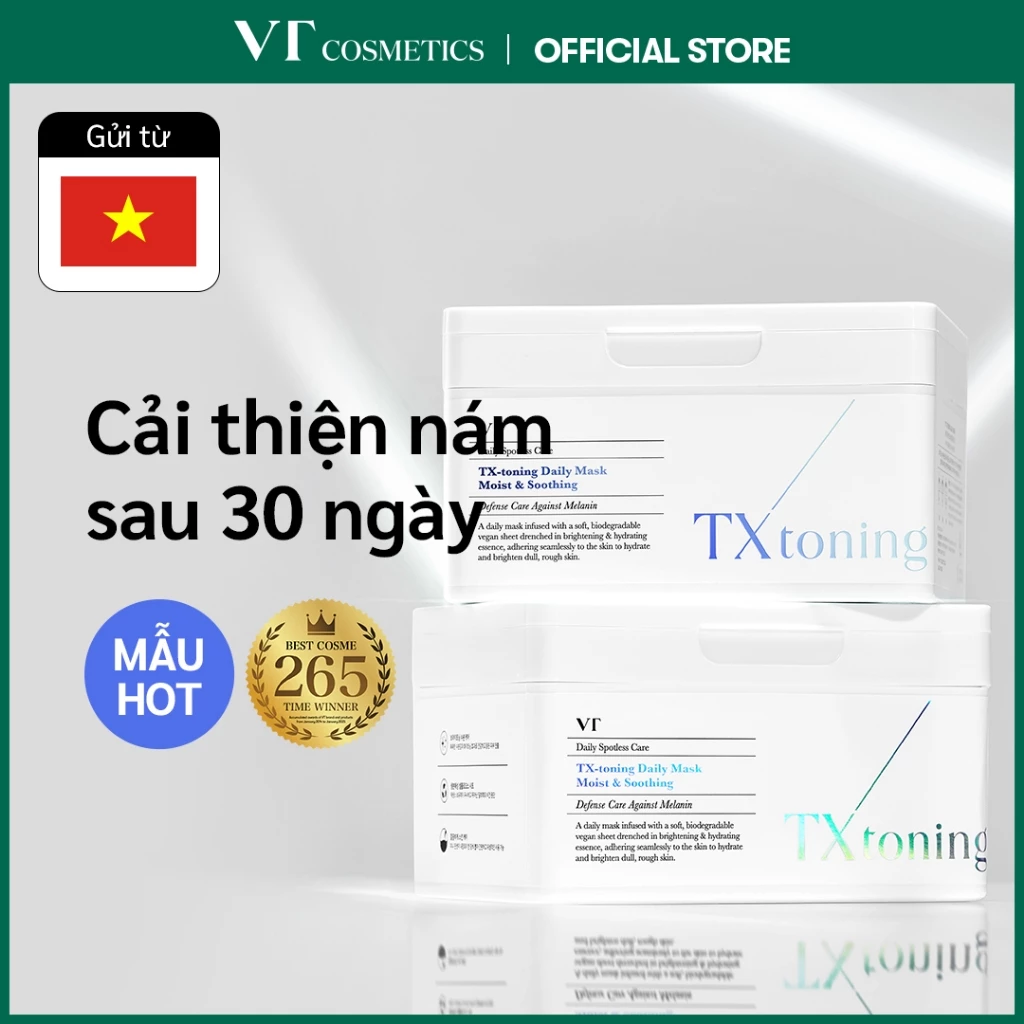 [VT] TX-Toning Daily Mask 30pcs (Mặt nạ hàng ngày) Axit Tranexamic, Chăm sóc Melanin & Tăng sắc tố, làn da rạng rỡ [Official Flagship]