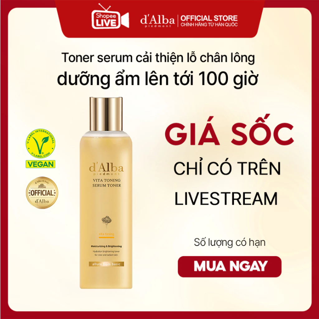 [Live] d'Alba Toner Serum Dưỡng Ẩm 100 giờ 180ml