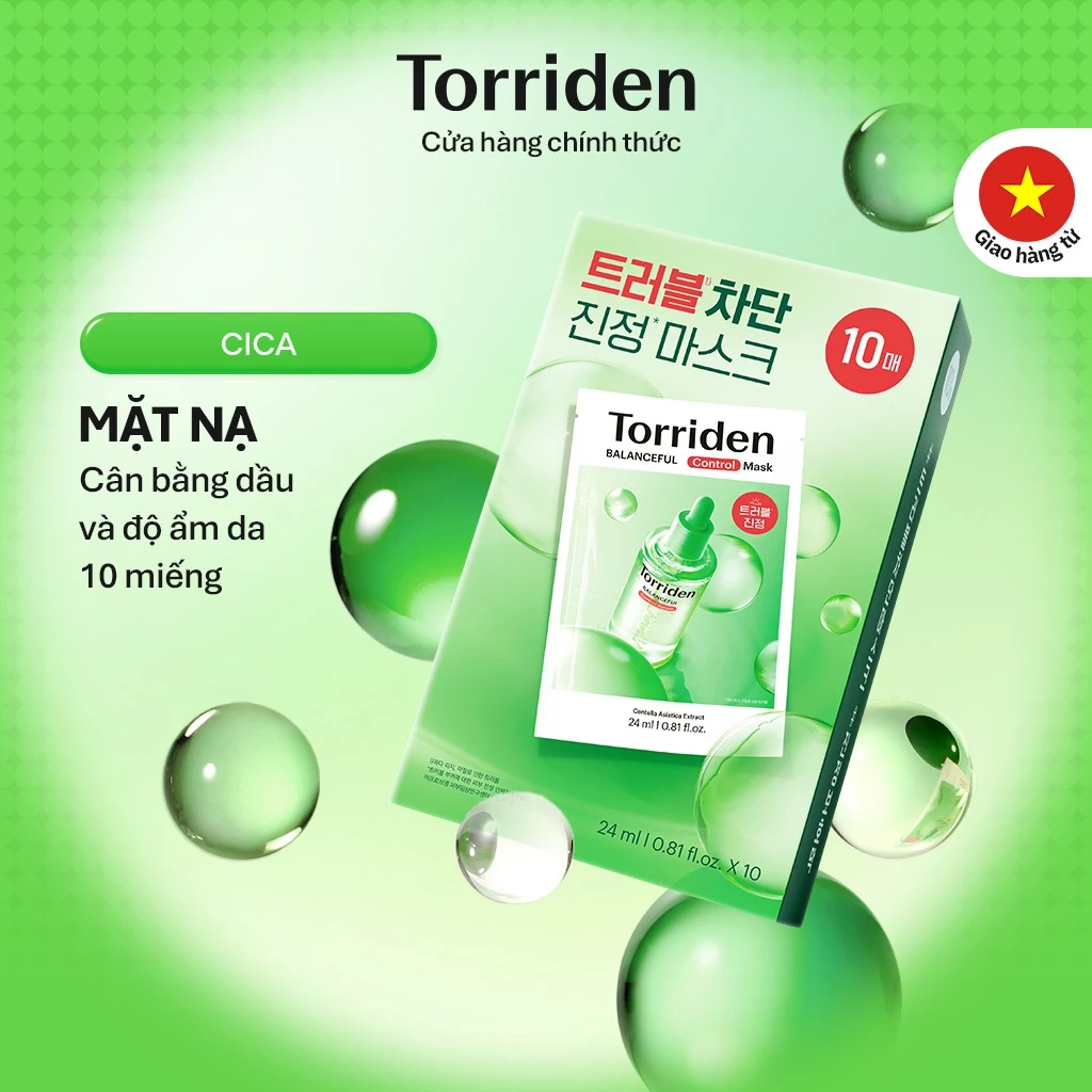[Torriden Chính hãng] Mặt nạ kiểm soát da BALANCEFUL CICA CONTROL chứa PDRN, 10 miếng, Mask