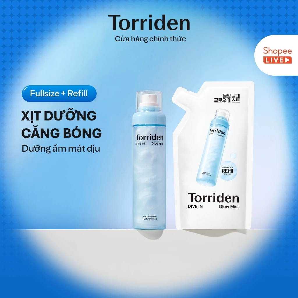 [Torriden x Live] Torriden Xịt dưỡng căng bóng DIVE IN chứa Hyaluronic Acid + Refill Pack, 120ml+120ml