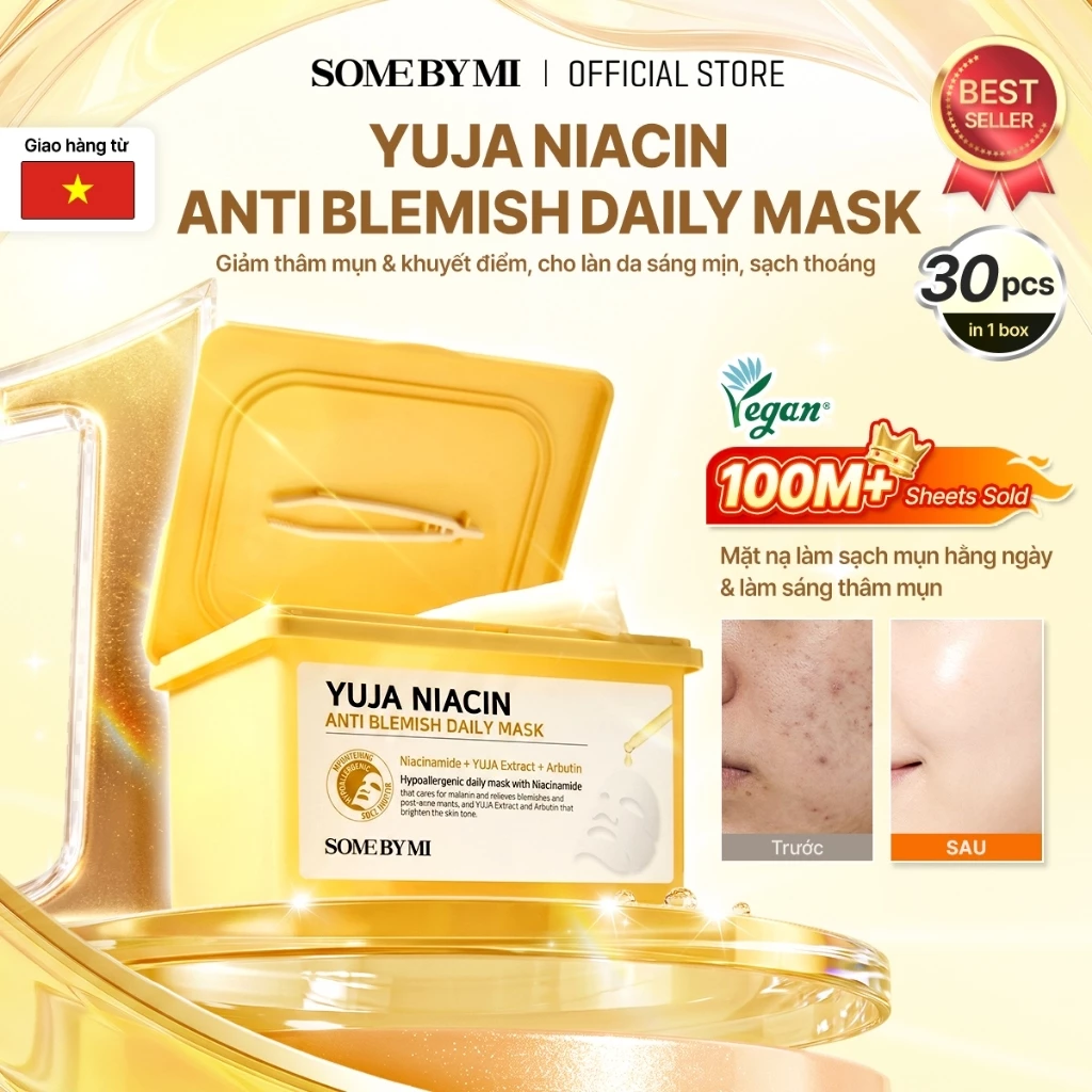 [SOMEBYMI] Mặt nạ dưỡng trắng Yuja Niacin Anti-Blemish Daiy Mask, hộp 30 miếng