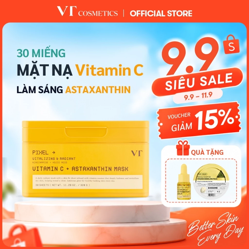 [VT] Mặt Nạ Vitamin C Astaxanthin Daily Mask 30 Miếng 320g – Dưỡng Sáng & Cấp Ẩm Cho Da Xỉn Màu [Official Flagship]