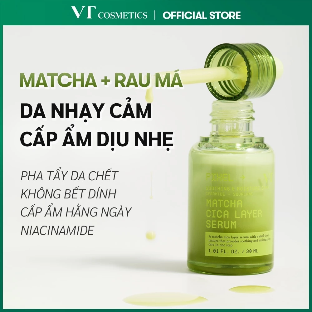 [VT] Serum Rau Má Matcha 30ml Làm Dịu, Cấp Ẩm, Hỗ Trợ Củng Cố Hàng Rào Da, Nano Ceramide & PHA