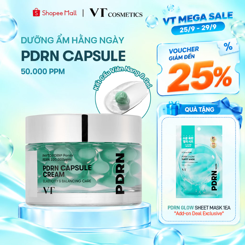 [VT] PDRN Capsule Cream 50ml Kem Dưỡng Phục Hồi Da Cấp Ẩm Căng Bóng Hàn Quốc Chính Hãng