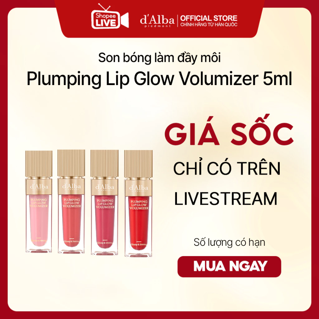 [Live] Son bóng làm đầy môi d'Alba Plumping Lip Glow Volumizer 5ml