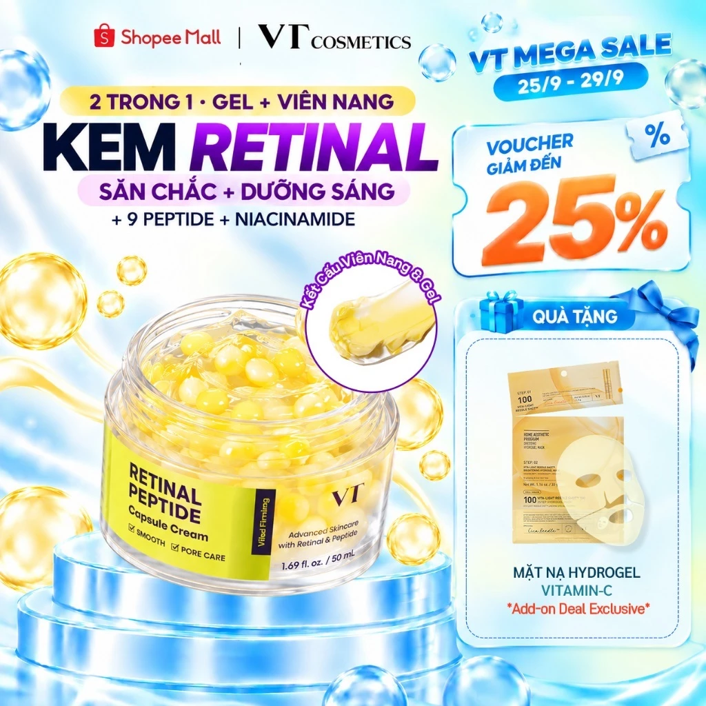 [VT] Kem Dưỡng Ẩm Peptide Retinal Capsule Cream 50ml | Phục Hồi Da & Giảm Nếp Nhăn < Flagship chính thức >