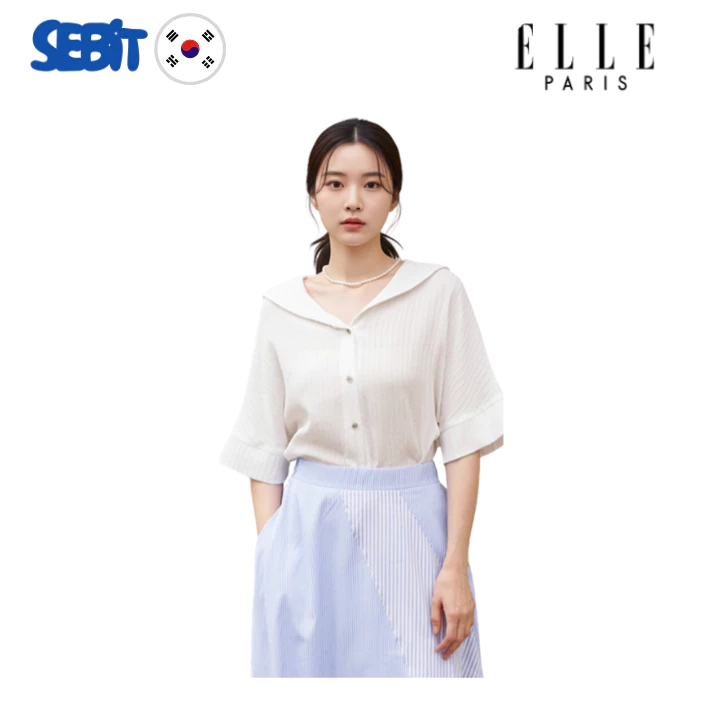 Áo Sơ Mi Kiểu [ELLE] Cổ Thủy Thủ Tay Lỡ - Hàng Chính Hãng, Phong Cách Hàn Quốc
