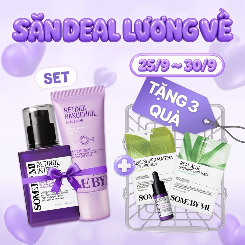 [SOMEBYMI[ Set Tinh chất Retinol Serum 0.1% 30ml + Kem Dưỡng Kép Retinol 50ml