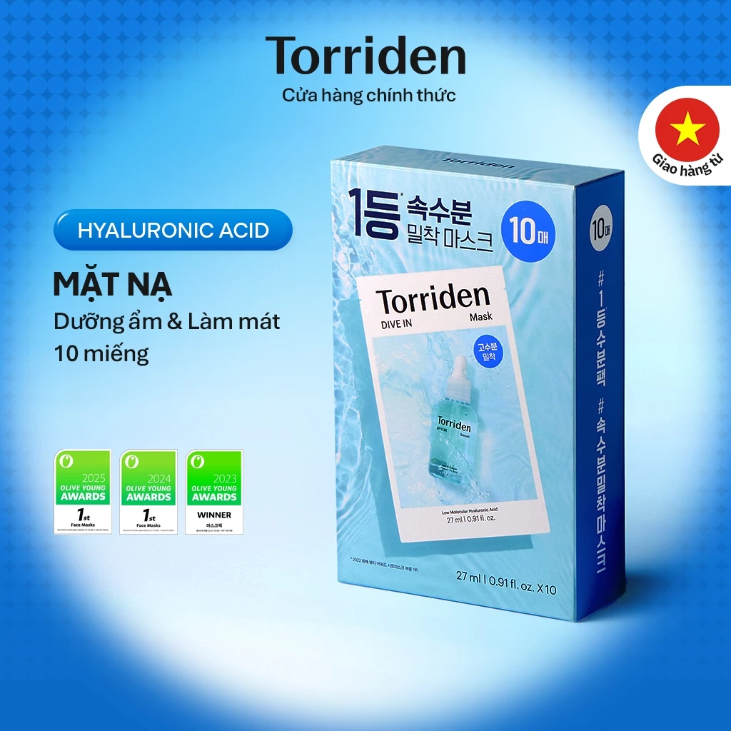 [Torriden Chính hãng] Mặt nạ giấy DIVE IN chứa Hyaluronic Acid, 10 miếng, Mask