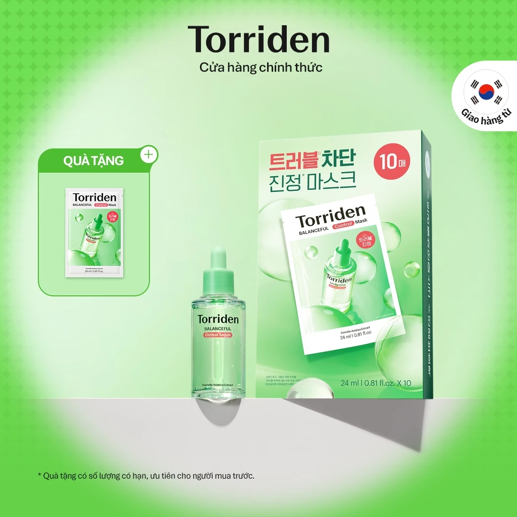 [Torriden Chính hãng] [SET] Serum cân bằng & mặt nạ kiểm soát da BALANCEFUL CICA, 50ml+10 miếng