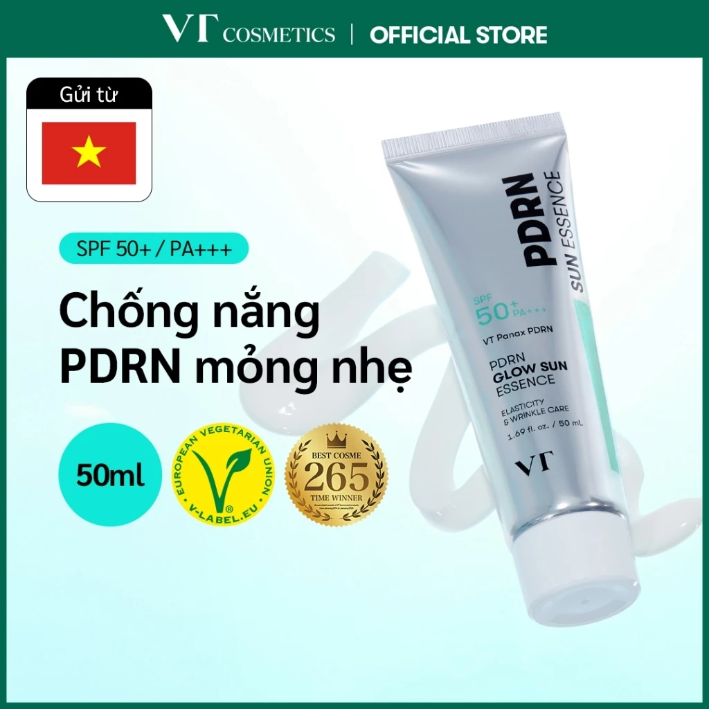 [VT] Tinh Chất Chống Nắng PDRN Glow 50ml - Kem Chống Nắng Dưỡng Da, Dưỡng Ẩm, Không Trắng Bệch, Thuần Chay Skincarehssv <Flagship Chính Hãng>