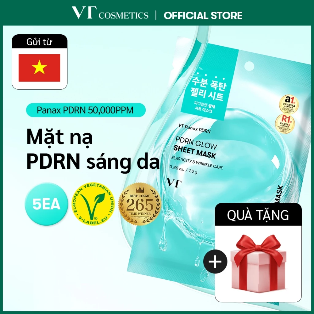 [VT] 10 Miếng Mặt Nạ PDRN Glow  - Dưỡng Ẩm Chuyên Sâu, Làm Sáng & Đều Màu Da [Flagship Chính Hãng]