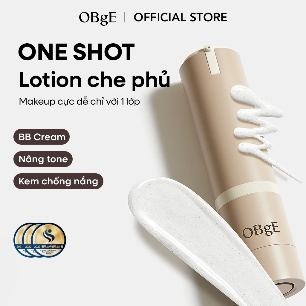 [OBgE Chính hãng] Kem Nền dạng Lotion Che Phủ Tự Nhiên 50g SPF50+ PA++++ | Nâng Tông, Kiểm Soát Dầu, Che Khuyết Điểm OBgE Natural Cover Lotion