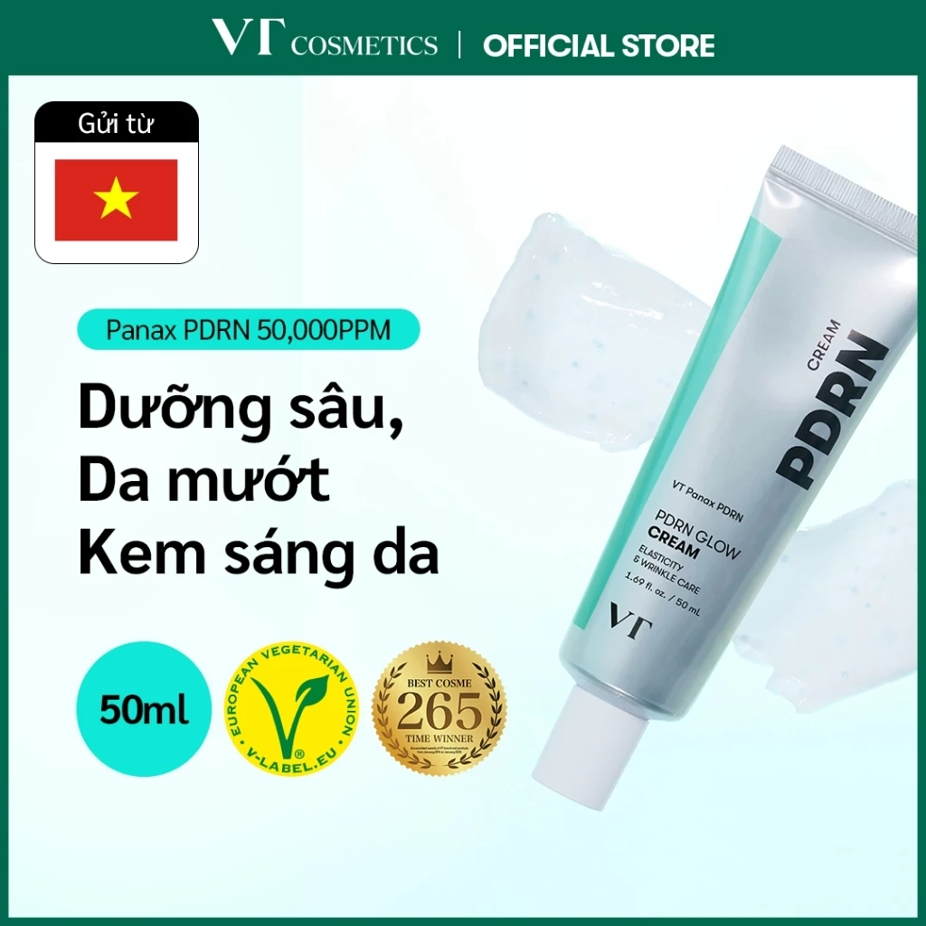 [VT] Kem Dưỡng Ẩm PDRN Glow 50ml – Kem Phục Hồi Da, Cấp Nước, Dưỡng Mịn, Thuần Chay Skincarehssv <Flagship Chính Hãng>