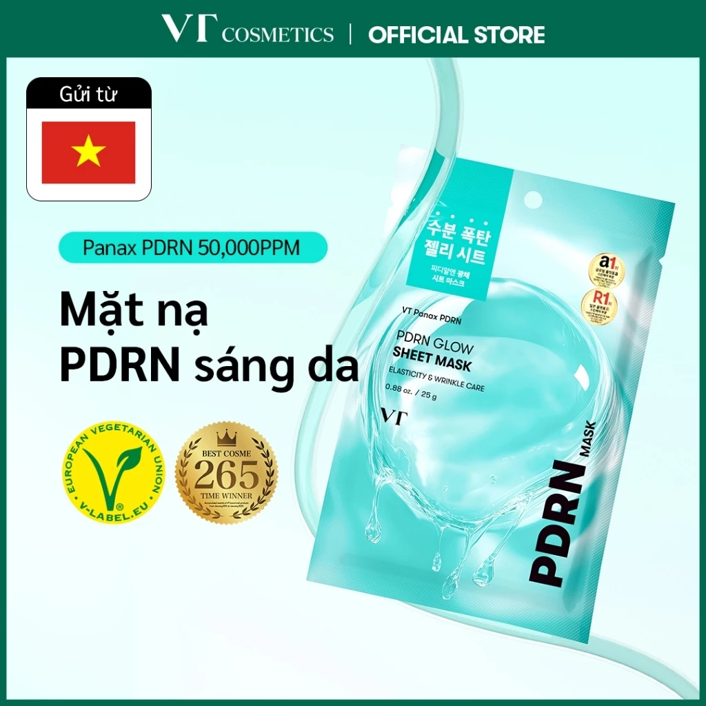 [VT] Mặt nạ PDRN Glow Sheet Mask Vegan PDRN Jelly, dưỡng ẩm sáng da & làm mát <Flagship chính thức>