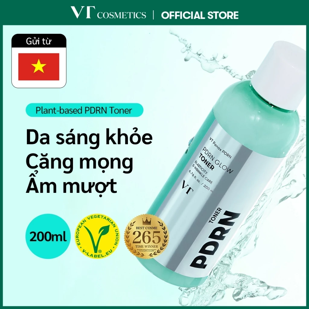 [VT] Nước Hoa Hồng PDRN Glow 200ml – Toner Dưỡng Ẩm, Làm Sáng Da, Thuần Chay, Phục Hồi Da Skincarehssv <Flagship Chính Hãng>