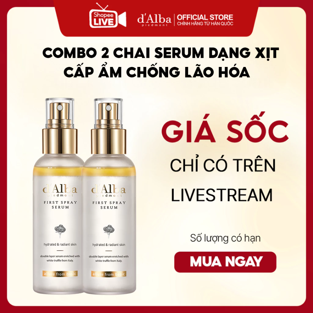 [Live] Combo 2 chai serum dạng xịt căng bóng chống lão hóa d'Alba First Spray Serum 100ml * 2