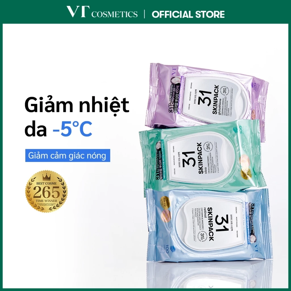 [VT] 100 Miếng Skin Pack Toner Pad GÓI DA Làm Mát (Nhẹ nhàng, Phát sáng, Mịn màng) [Cửa chính hãng]