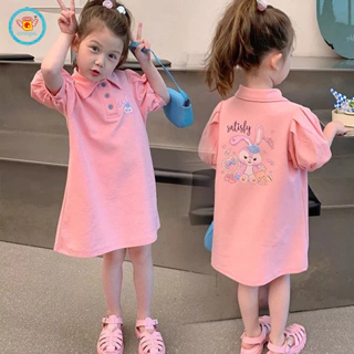 Đầm polo IQ ANGEL in họa tiết hoạt hình phong cách Hàn Quốc cho bé gái