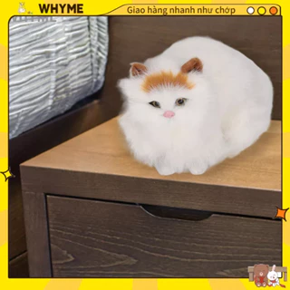 [Cực phẩm] Mô Hình Mèo  Mèo Nhồi Bông Mềm Mắt Hở Sống Động Dễ Thương- Đồ chơi mèo WHYME