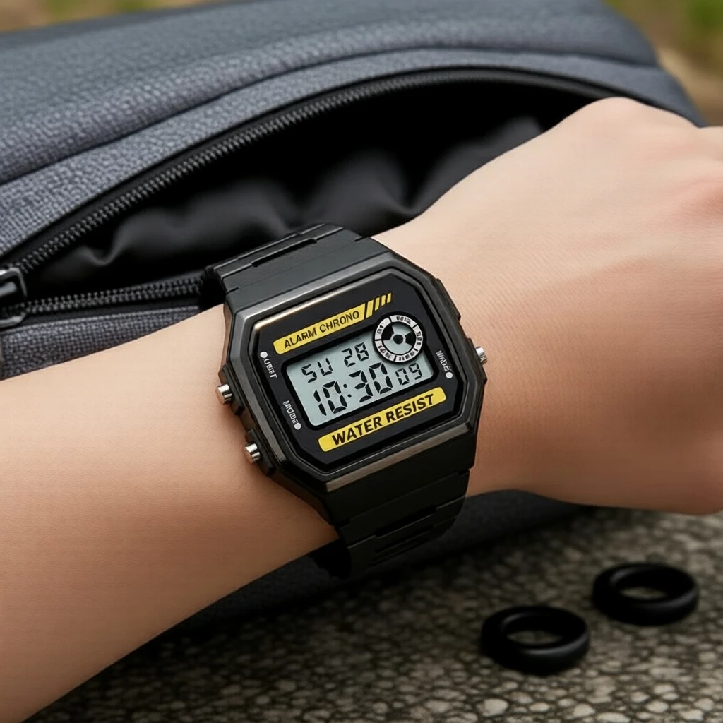 Đồng hồ kỹ thuật số Unisex F-94WA mặt vuông 33.2mm dây nhựa, đa chức năng, quà tặng dịp lễ
