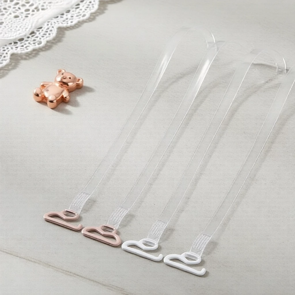 4 dây đeo áo ngực vô hình trong suốt cho nữ, ruy băng mỏng chống trượt cho phụ kiện đồ lót